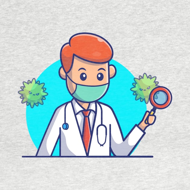 Doctor Searching for Virus Cartoon by Catalyst Labs